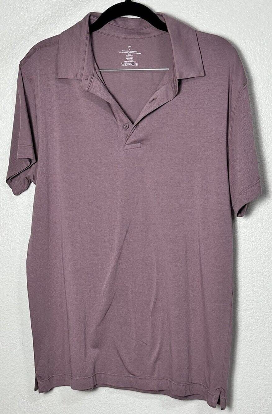 Fabletics Men’s Purple Casual Polo Shirt Short Sleeve Stretch Buttons Sz Small